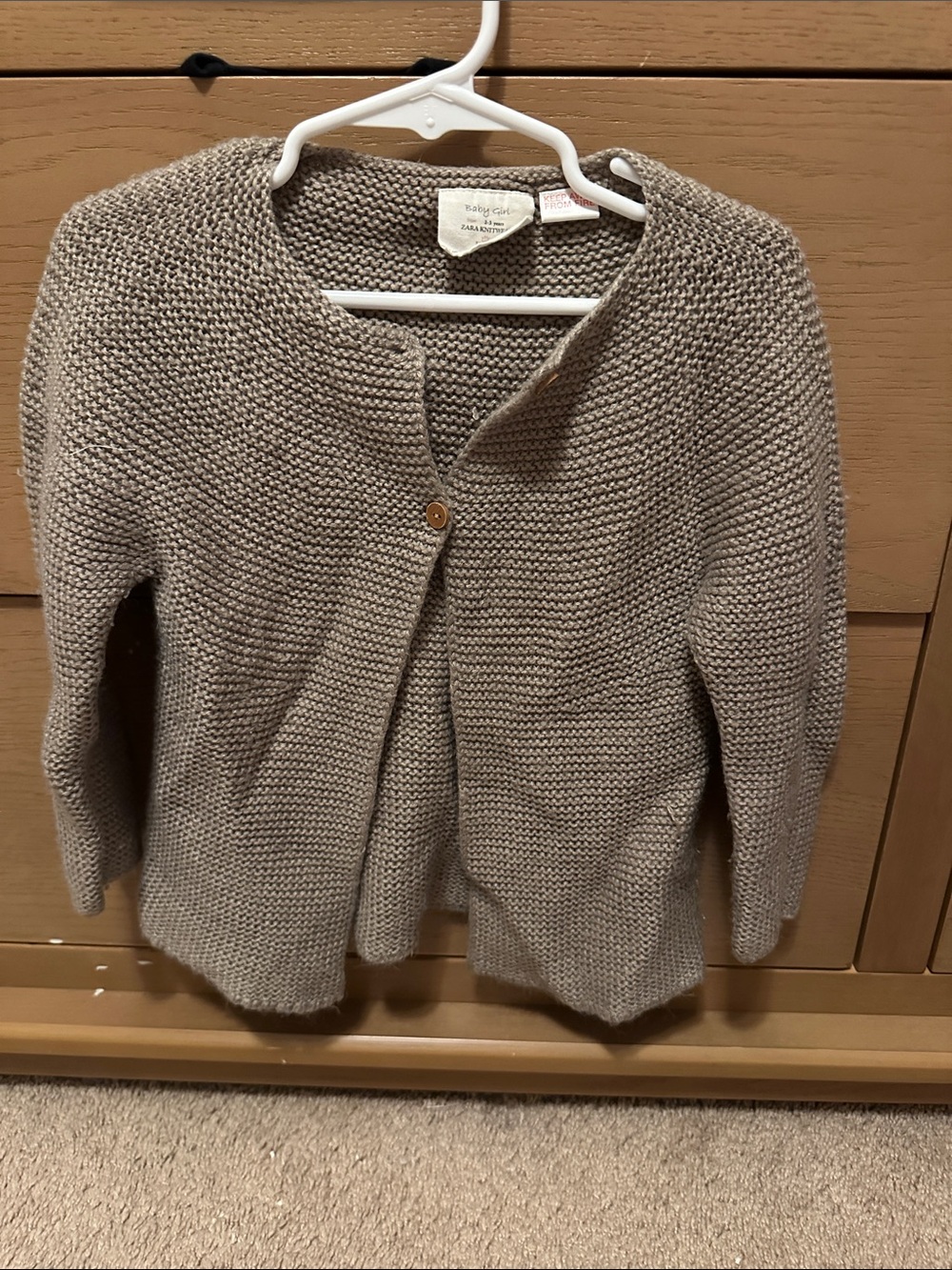 Zara Taupe Knit Cardigan with Single Button